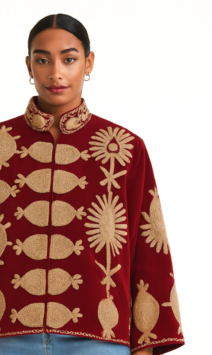 Winter Teenagers Velvet Suzani Plus Size Quilted Waterproof Reversible Eco-Friendly Quick Dry Breathable Hand Embroidery Floral