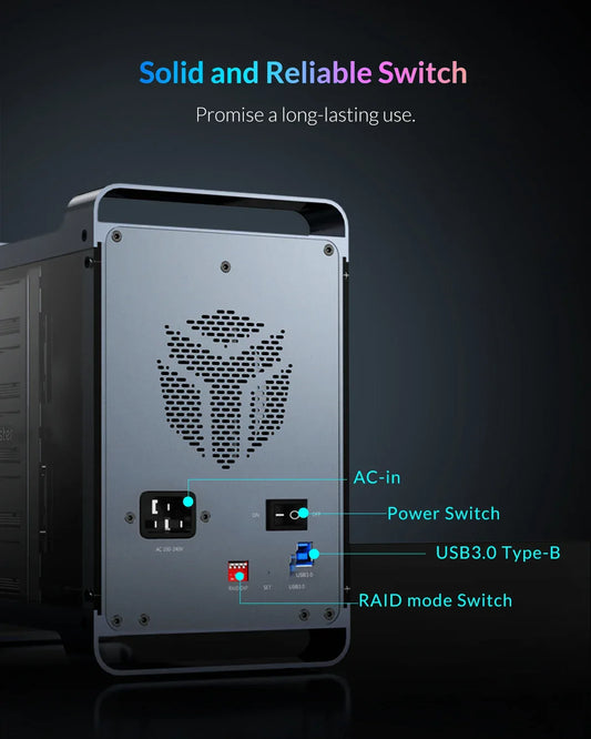 【OW Ship】Yottamaster 5Bay Hard Drive Enclosure USB C 5Gbps Type B SATA External Hard Drive Storage Case for 2.5" 3.5" HDD SSD