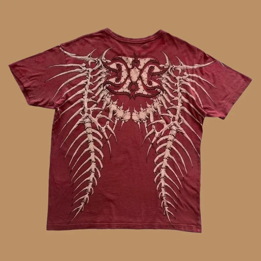 Y2K Xtreme T Shirt Man's Clothing Skeleton Printing Tops Harajuku Fashion Trend Baggy Men And Women Short Sleeves