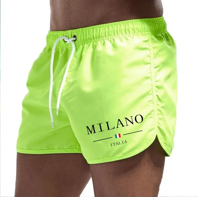 2025 Summer Men's Beach Shorts Urban Print Beach Trunks Jogging Casual Pants Quick Drying Swimming Homme Surf Lightweight Shorts