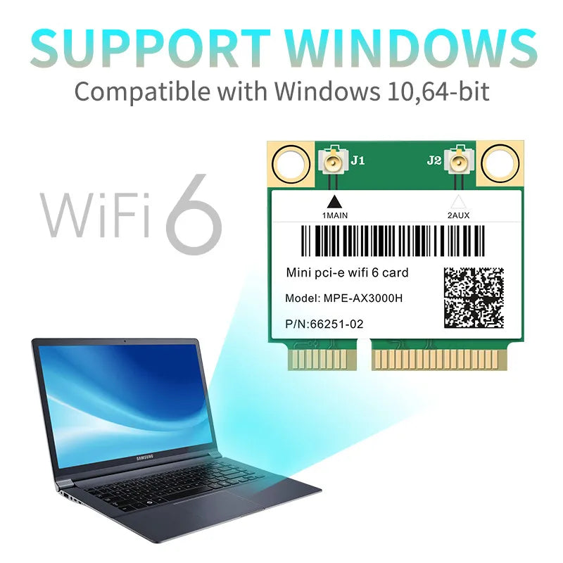 Wifi 6 3000Mbps Bluetooth 5.2 Mini PCI-E Card For AX200 AX200HMW Wireless Adapter MPE-AX3000H For Laptop Win 10 11