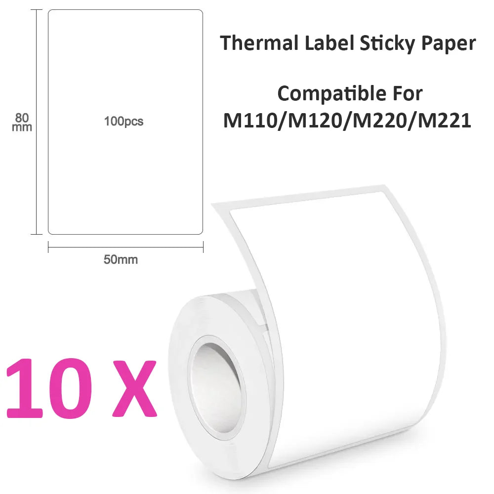 Durable 50x80mm Circle Thermal Paper - Phomemo M110 Printer Compatible Stickers