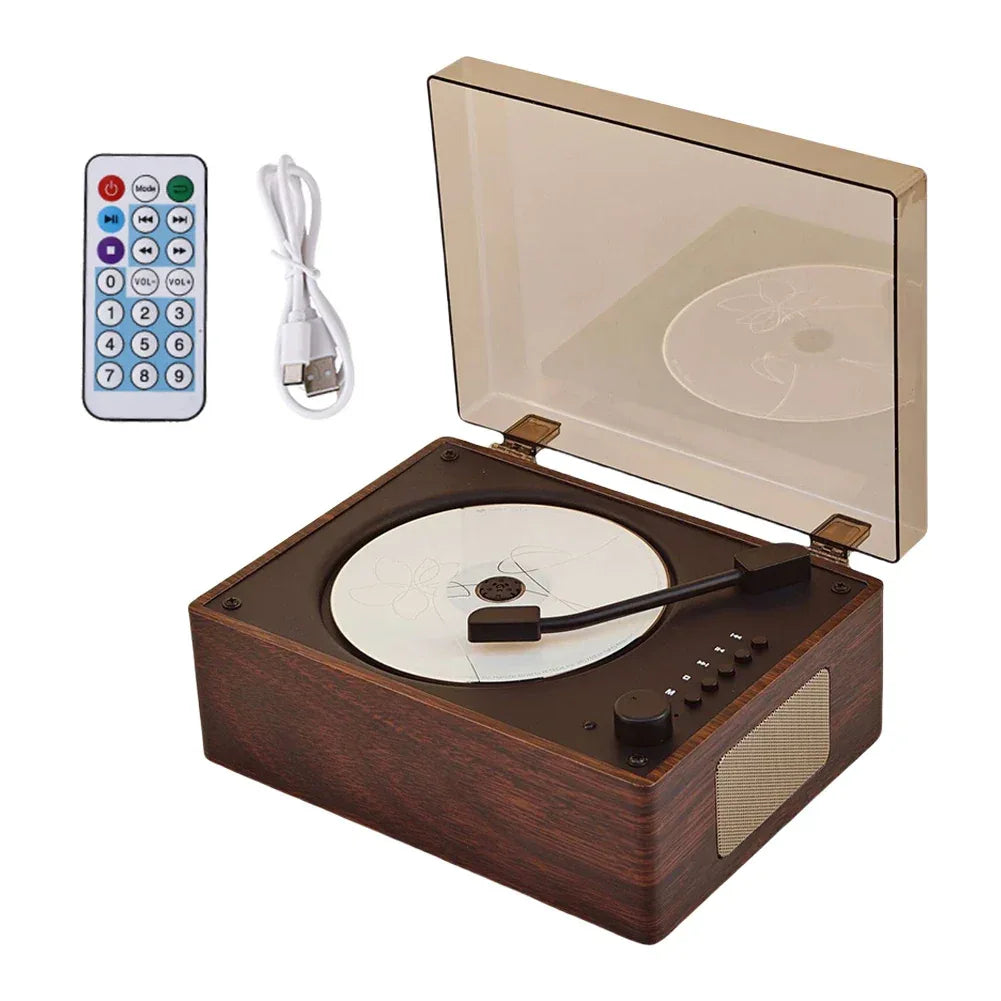 Retro CD Player Rechargeable Support CD BT USB 3.5mm AUX Portable CD Player Bluetooth-Compatible 5.0 Wireless Speaker Home Decor