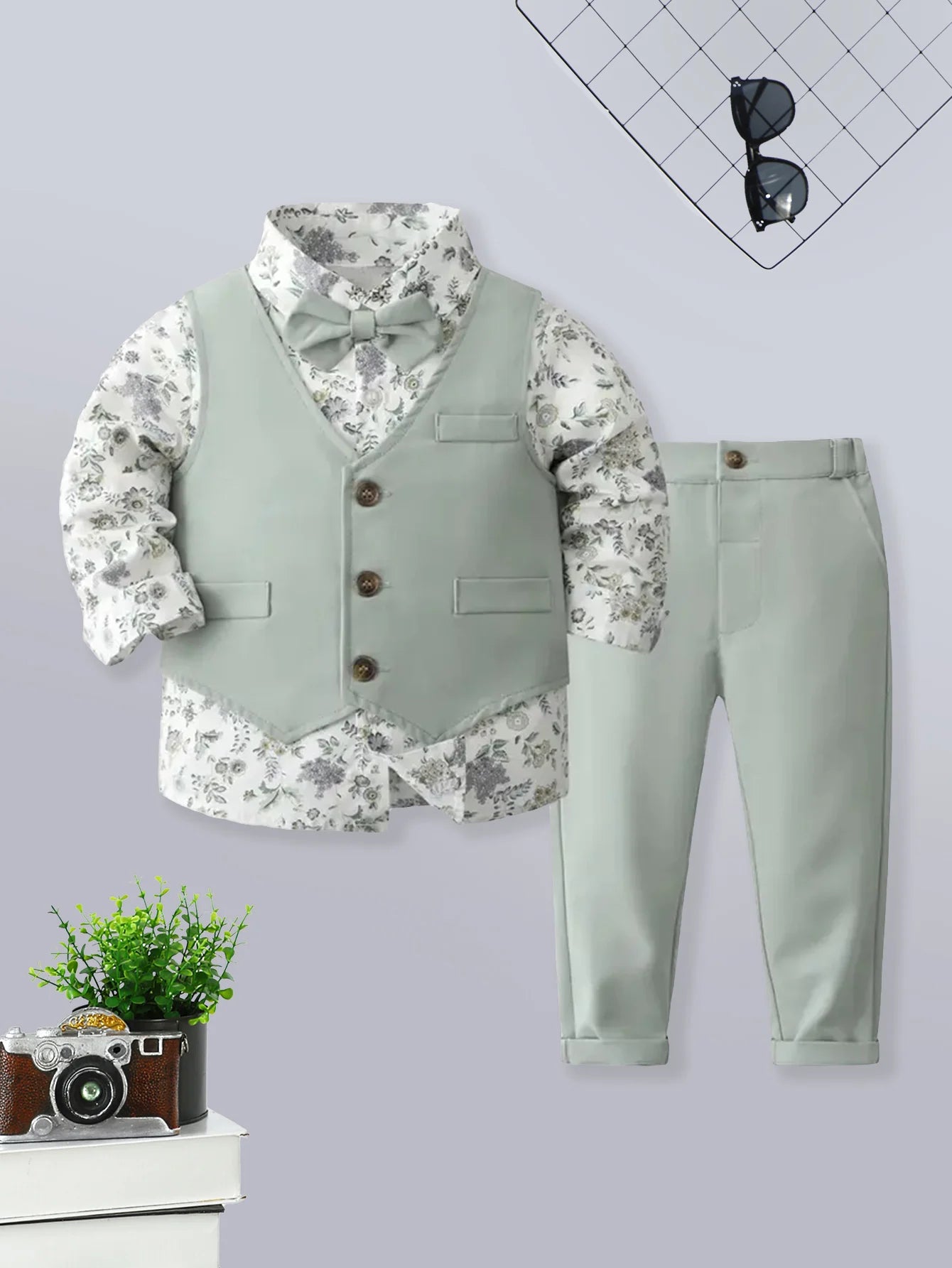 Summer 0-1 Years Old Infant Baby Boys Long Shirt And Strap Pants Little Gentleman 2-Piece Set