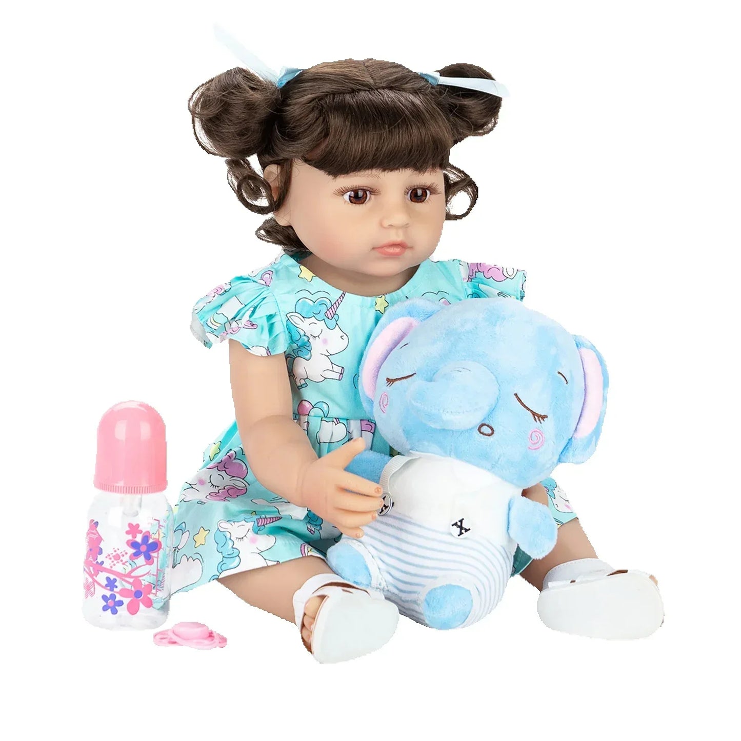 Baby Reborn Girl Elephant Doll 48cm Silicone Body Can Take Bath Gift For Children
