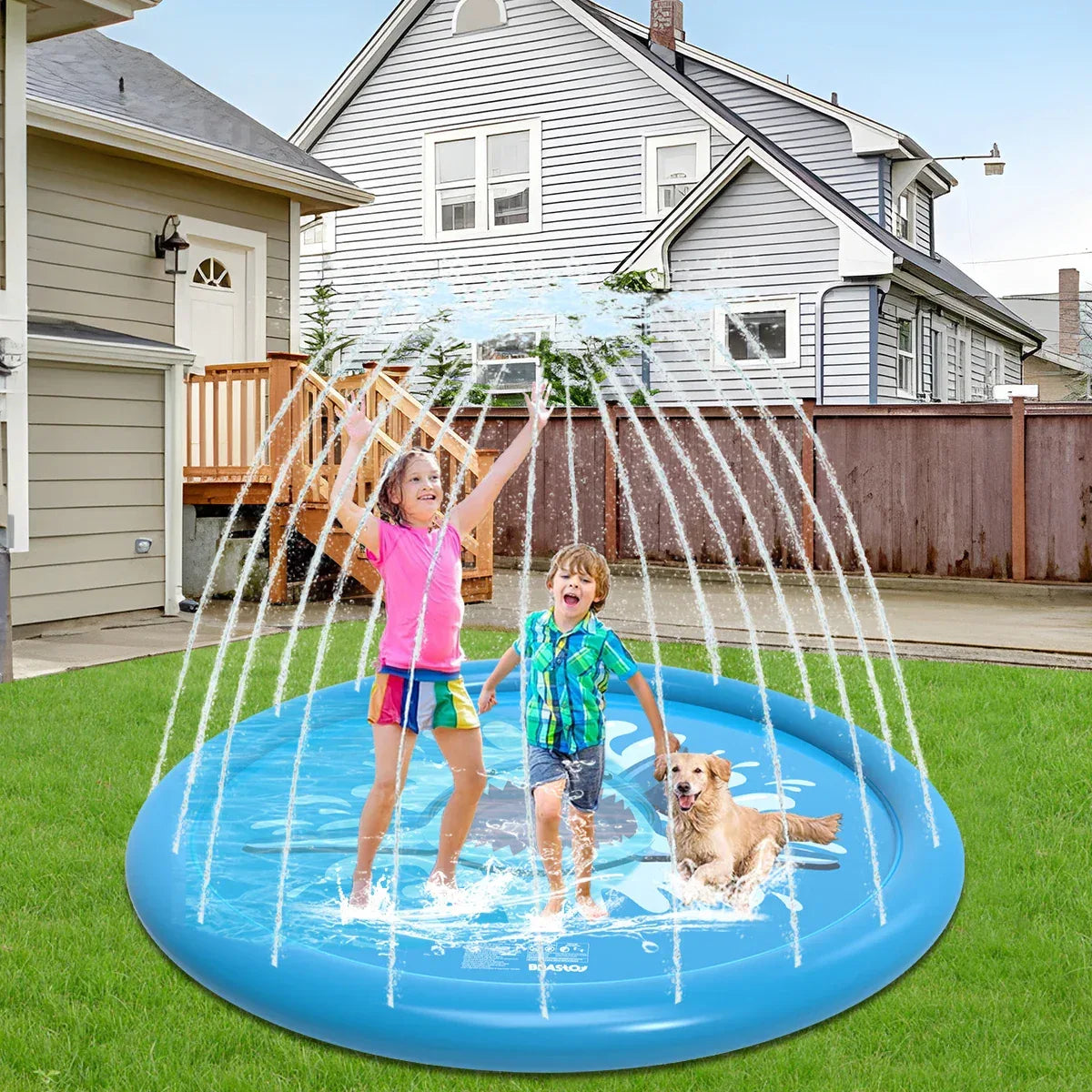 Sprinkler Inflatable Shark Pool 170cm Children Play Water Mat Summer Toy