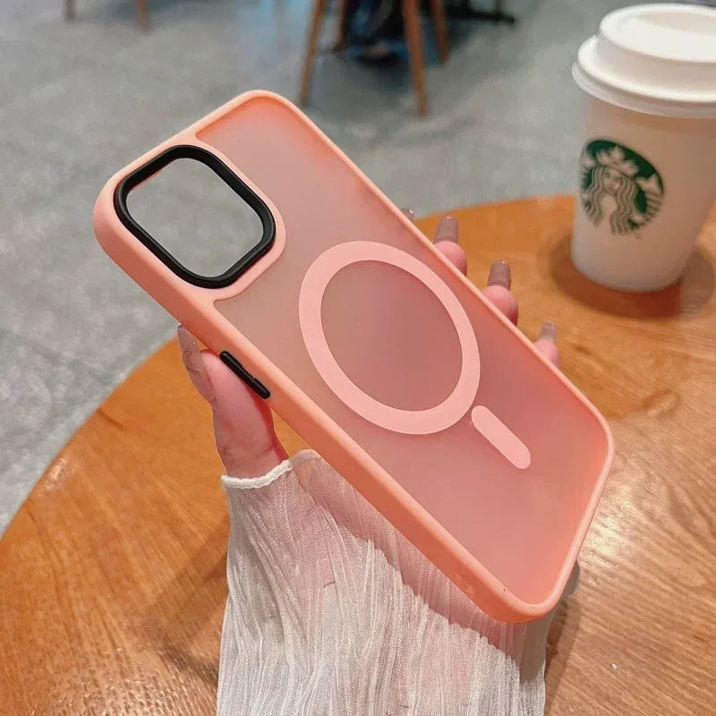 Luxury Wireless Charge Magsafe Transparent Phone Case For iPhone 11 12 13 14 15 16 Pro Max Plus Magnetic Matte Bumper Cover