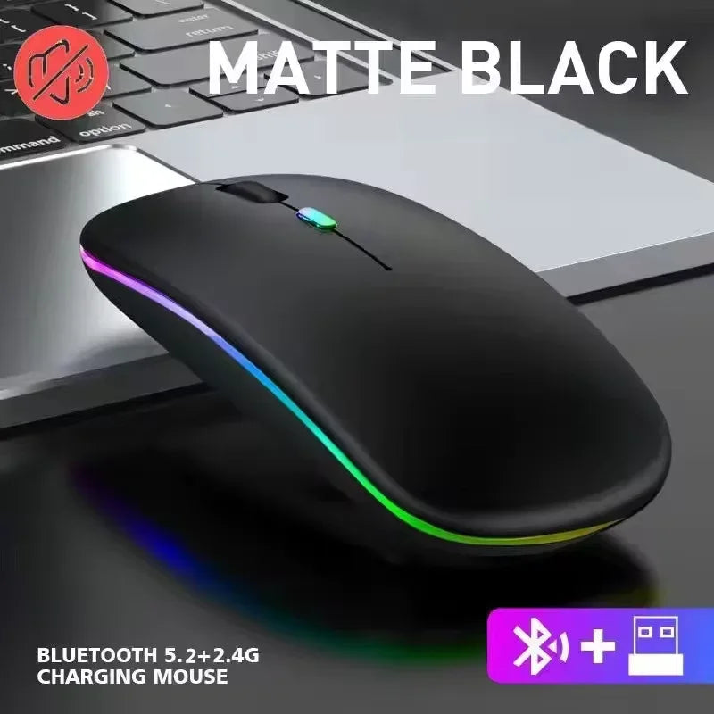 Tablet Phone Computer Bluetooth Wireless Mouse Charging Luminous 2.4G USB Wireless Mouse Portable Mouse