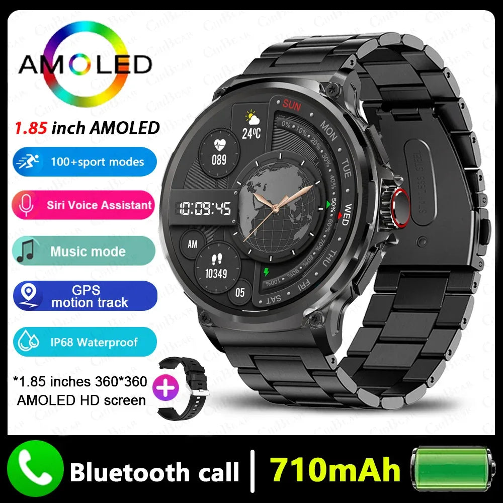 2025 New Military GPS V69 Smart Watch Men 1.85 inch 710 mAh Heart Rate GPS Sports IP68 Waterproof Bluetooth Talk Smartwatch Man