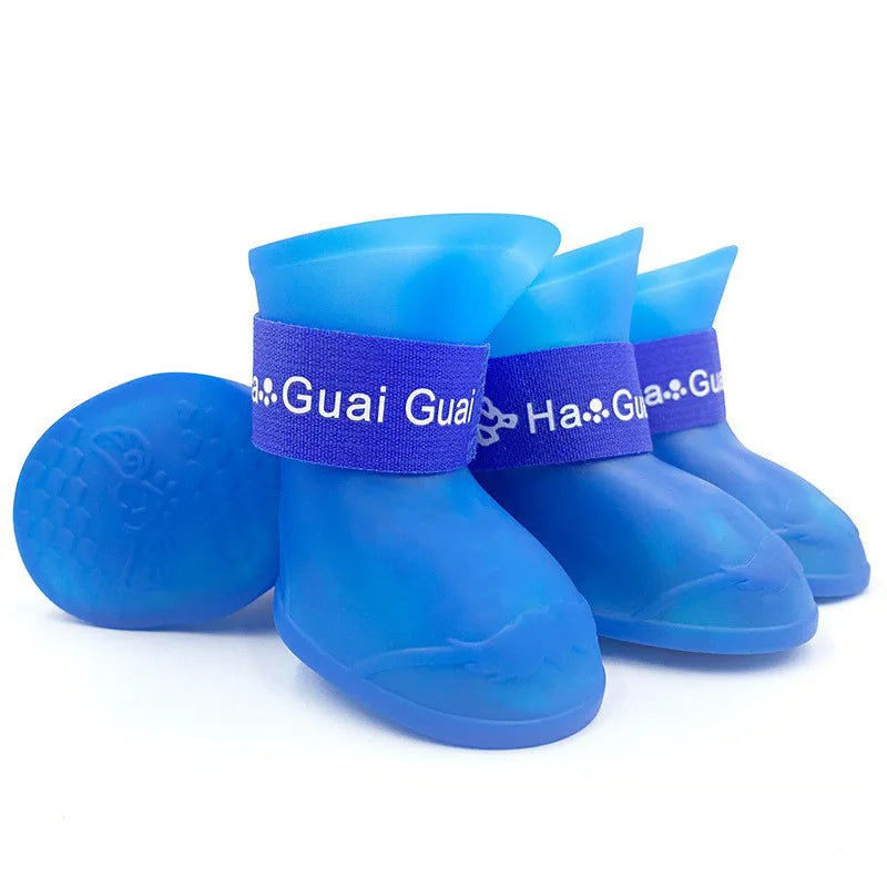 4Pcs Pet Waterproof Raincoat Anti-slip Rubber Boot For Small Medium Large Dogs Cats Outdoor Shoe Dog Ankle Boots Pet Rain Shoes