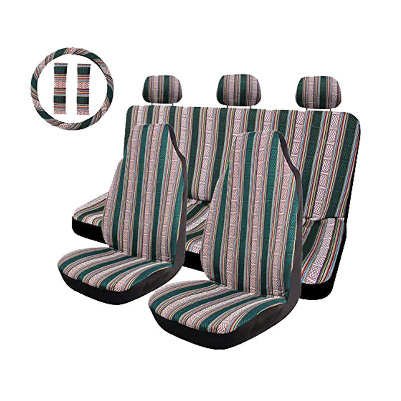 AUTO PLUS Car Seat Covers Set Baja Saddle Blanket Weave Universal Fit Most Car Seat Protection Steering Wheel Cover Protector by PDG ibma