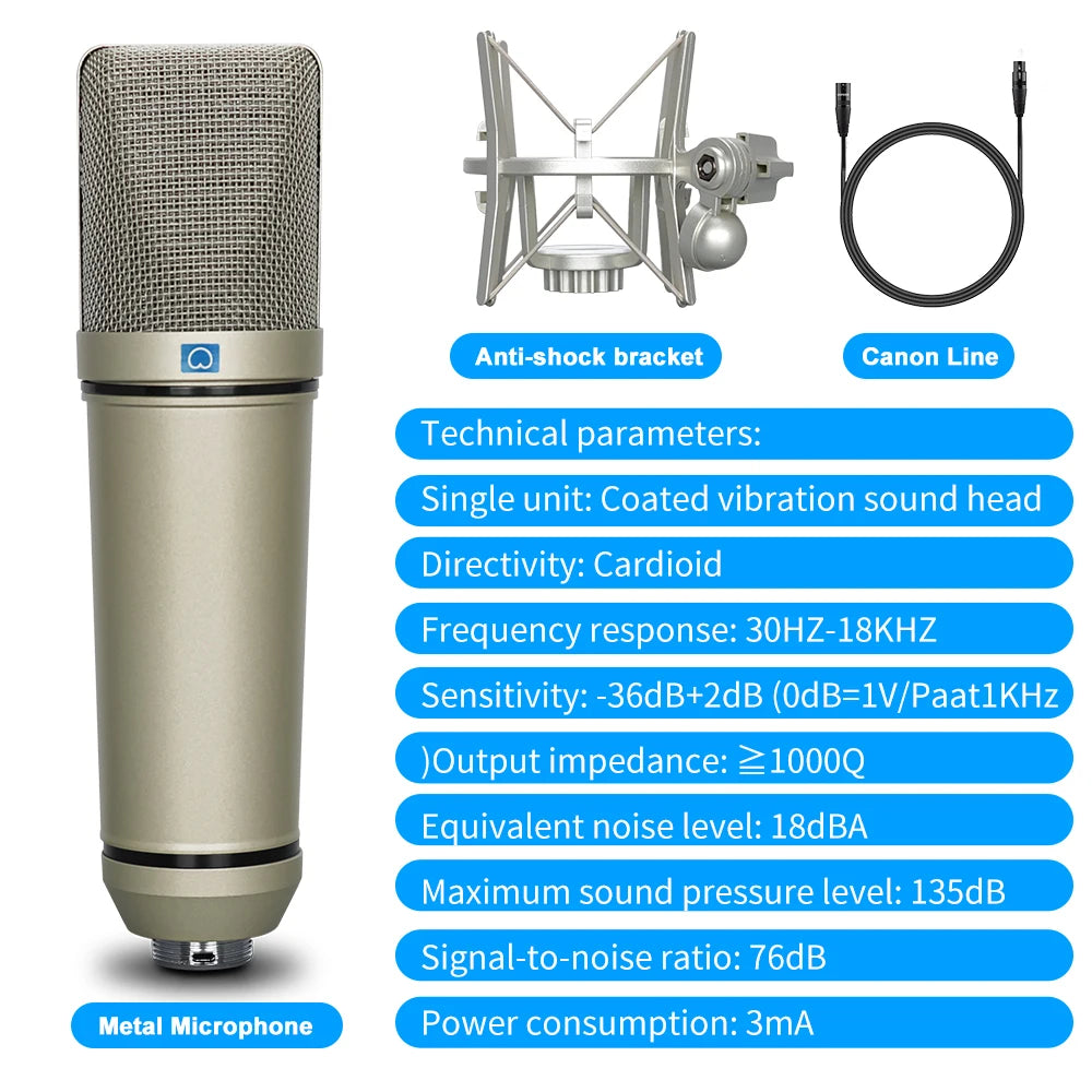 KDES AI XLR Condenser Microphone Professional Cardioid Studio Mic for Recording Podcasting Voice Over Streaming Home Studio