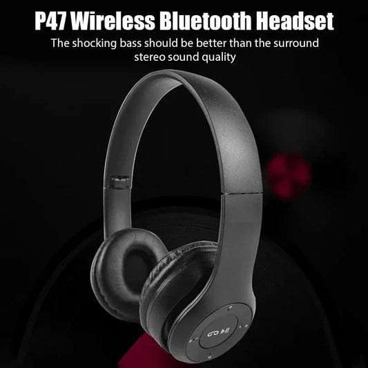 P47 Wireless bluetooth headphone With Mic Headsets Stereo Sound Earphones Sports Gaming Headphones Supports PC Smartphone