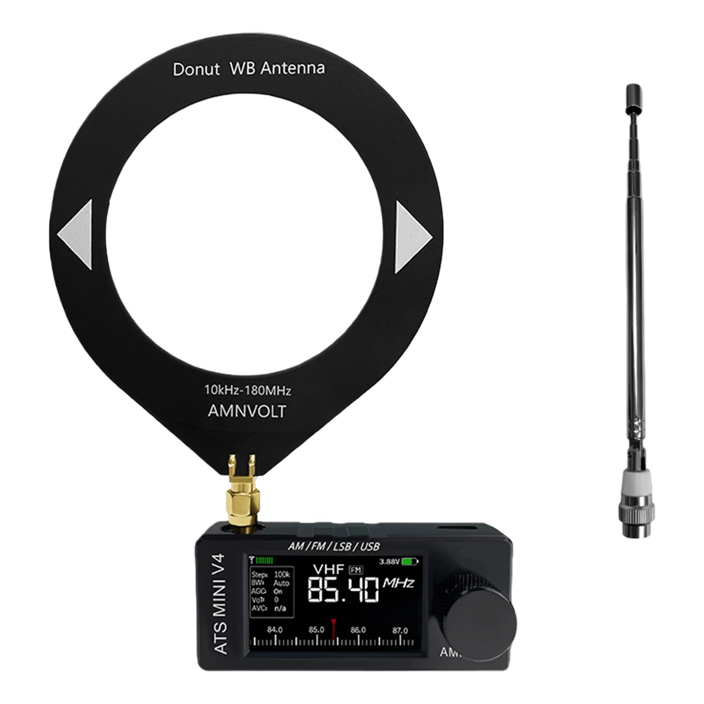 AMNVOLT V4 ATS MINI SI4732 Full Band DSP Radio Receiver FM AM SSB LSB USB with LCD Display Built-in Headphone Amp for Travel