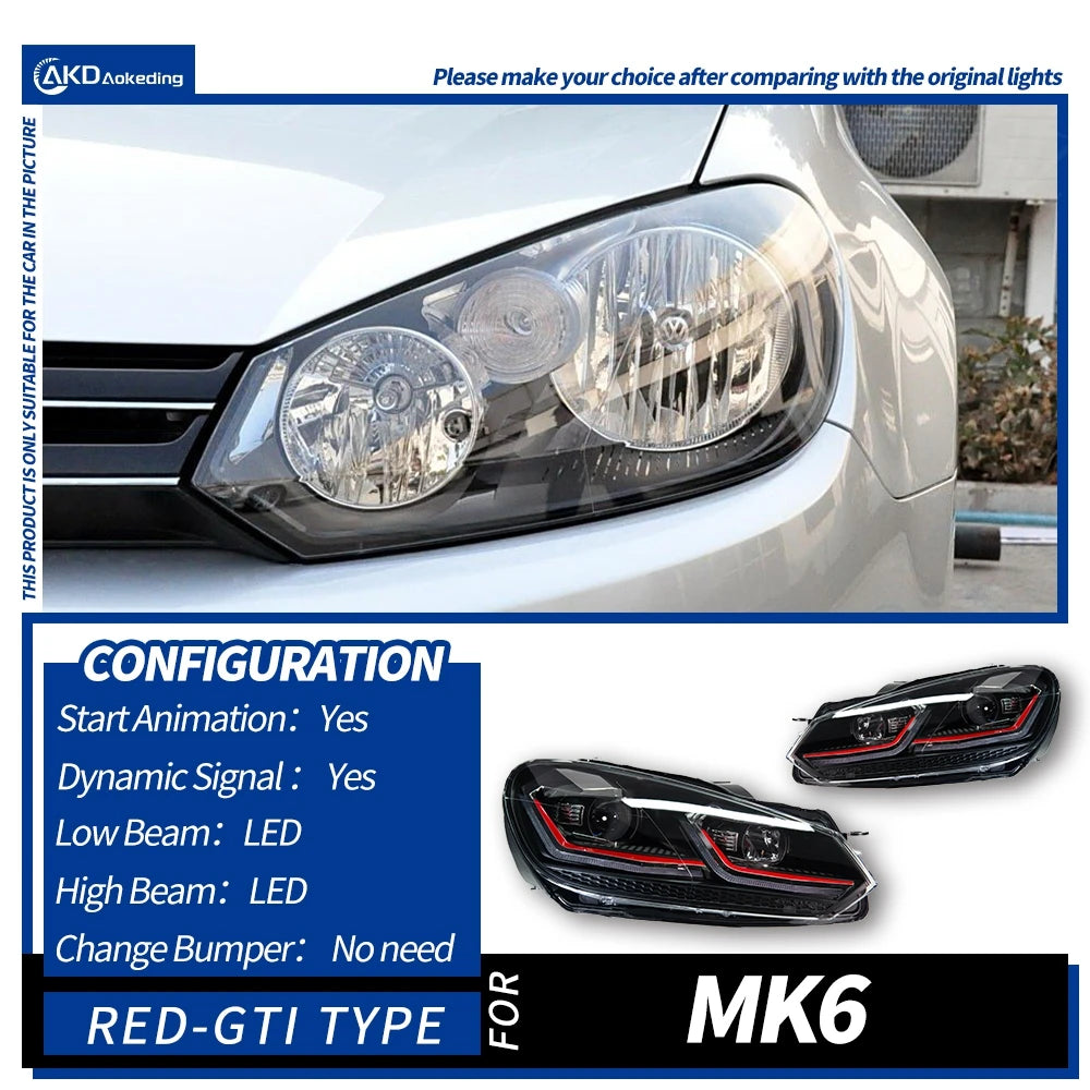 Headlight For VW Golf 6 MK6 2009-2013 Car автомобильные товары LED DRL Hella 5 Xenon Lens Hid H7 Golf6 Car Accessories