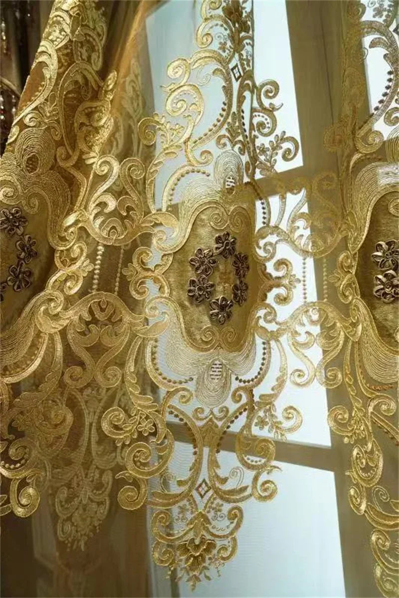 Europe Luxury Style Embroidery Chenille Blackout Curtain High Quality Decoration Living Room Dining Room Bedroom Valance Curtain
