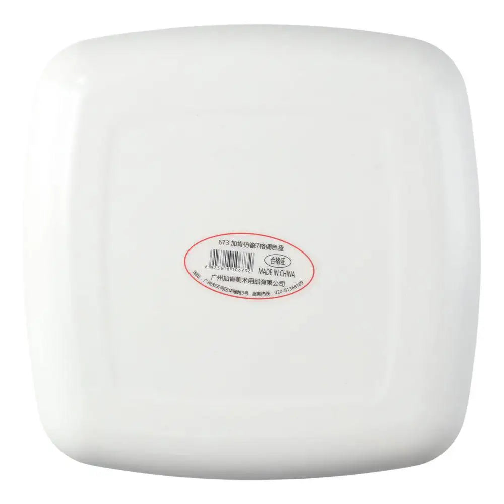 7-Will Square Paint Palette,White Ceramic Artist Paint Palette for Watercolor Painting, Palette Oil Painting