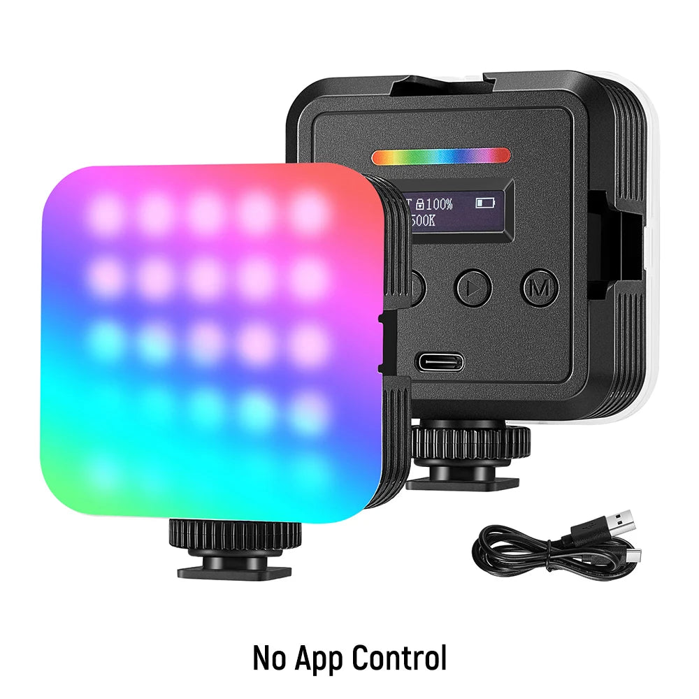NEEWER RGB62 Magnetic RGB Video Light with APP Control 360° Full Color LED Camera Light with 3 Cold Shoes Photography Lighting