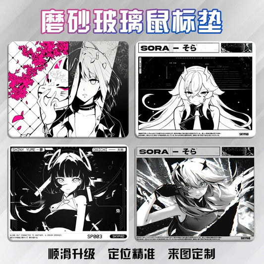 Skypad SORA YUME Glass Gaming Mouse Pad 260x210mm Smooth Frosted Surface Customize Mat FPS Office Esports Game Glass Mouse Pads