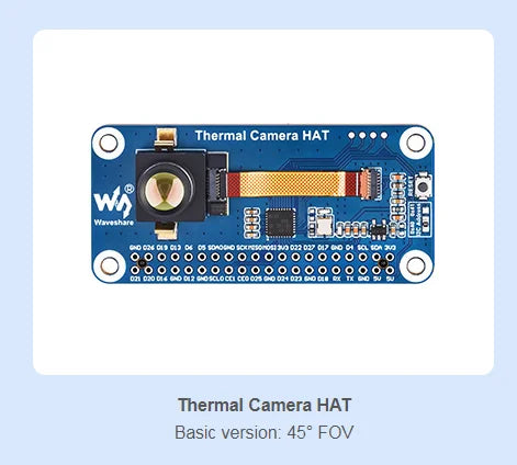 Long-wave IR Thermal Imaging Camera Module, Raspberry Pi IR Camera, 80×62 Pixels, Options for FOV and Connector
