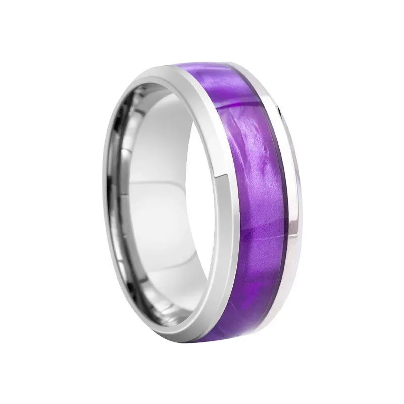 Elegant Purple Titanium Steel Couple Rings Fashion Jewelry for Women Men Valentine's Day Gift Sizes 6-13
