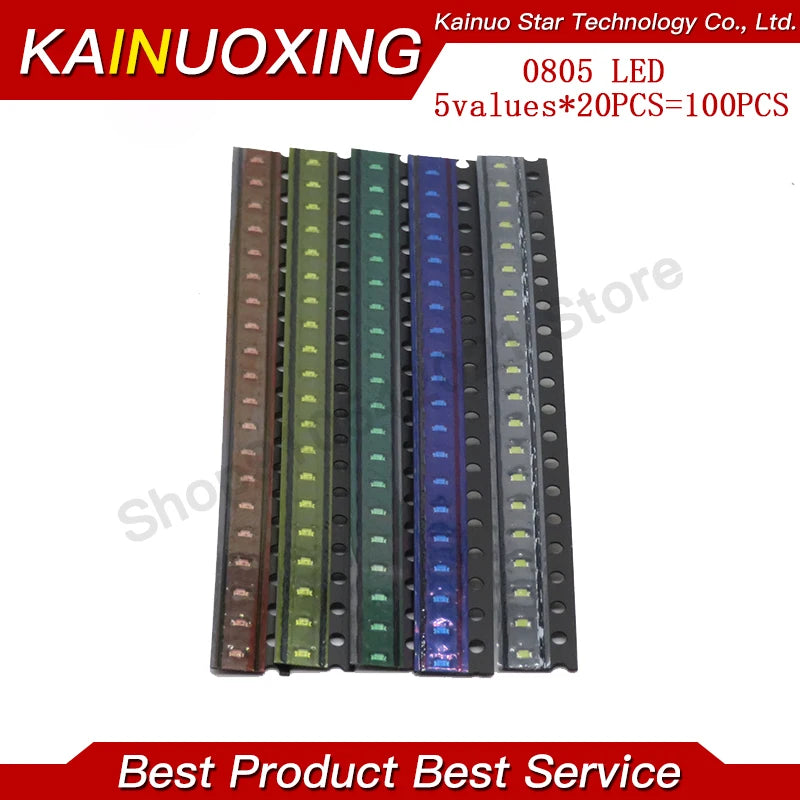 5 colors x20pcs =100pcs SMD 0805 led kit Red/Green/Blue/Yellow/White LED Light Diode ! KIT