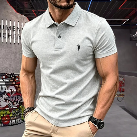 100% pure cotton high-end brand men's short sleeve polo shirt 2026 summer luxury fashion pony embroidery golf top casual T-shirt by PDG ibma