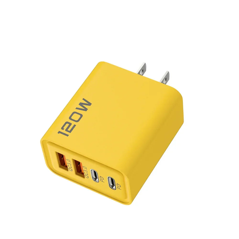 Total 120W 4-Port USB Type C Fast Wall Adapter for Quick Charge Mobile Phone