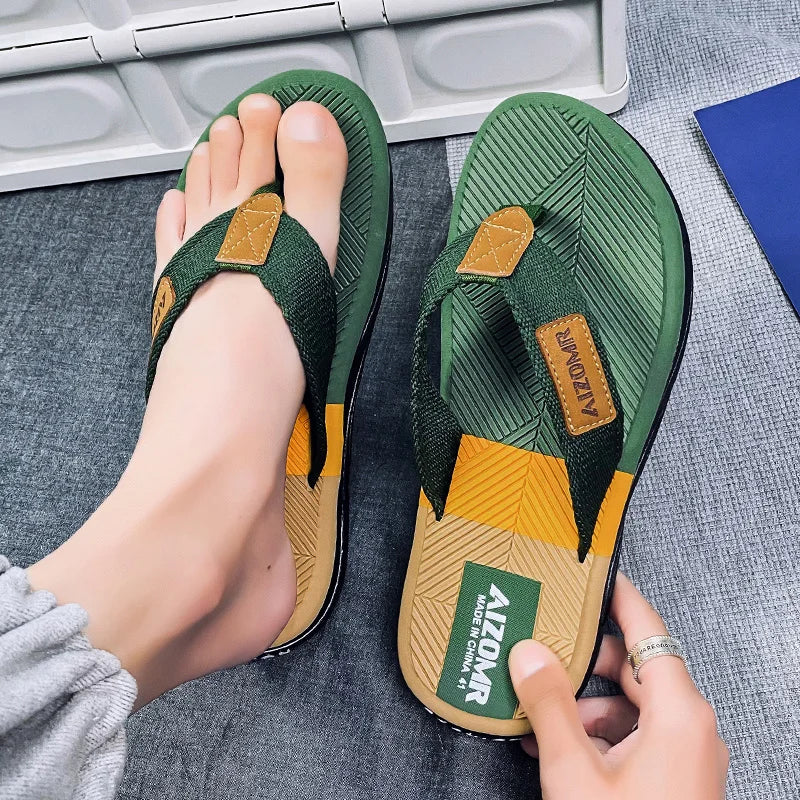 Men's Slippers, Summer Outer Wear Flip-Flops, Men's Non-Slip Flip-Flops, Deodorant Beach Sandals, Men's Style
