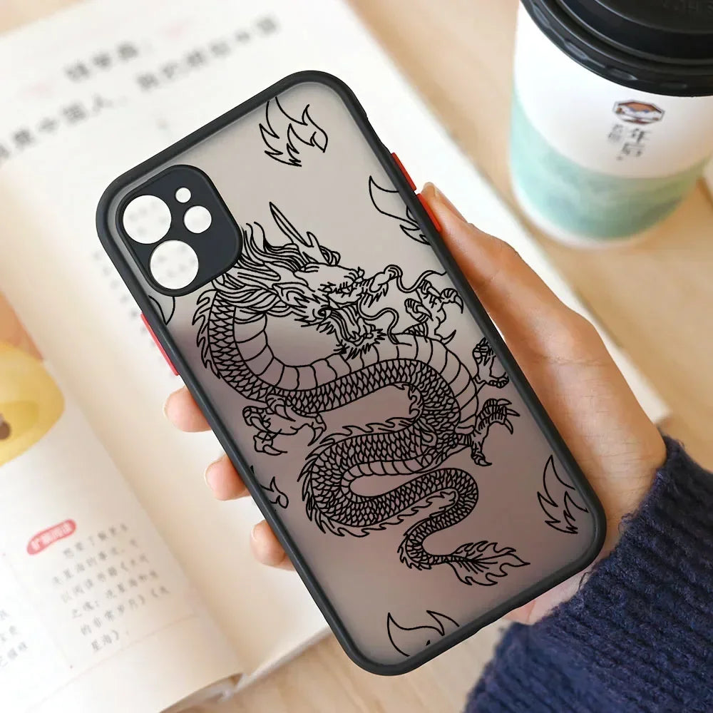 Fashion Purple Dragon Animal Pattern Phone Case For iPhone 16 15 14 13 12 11 Pro Max Mini SE 7 8 Plus Cover Glossy Hard Coque