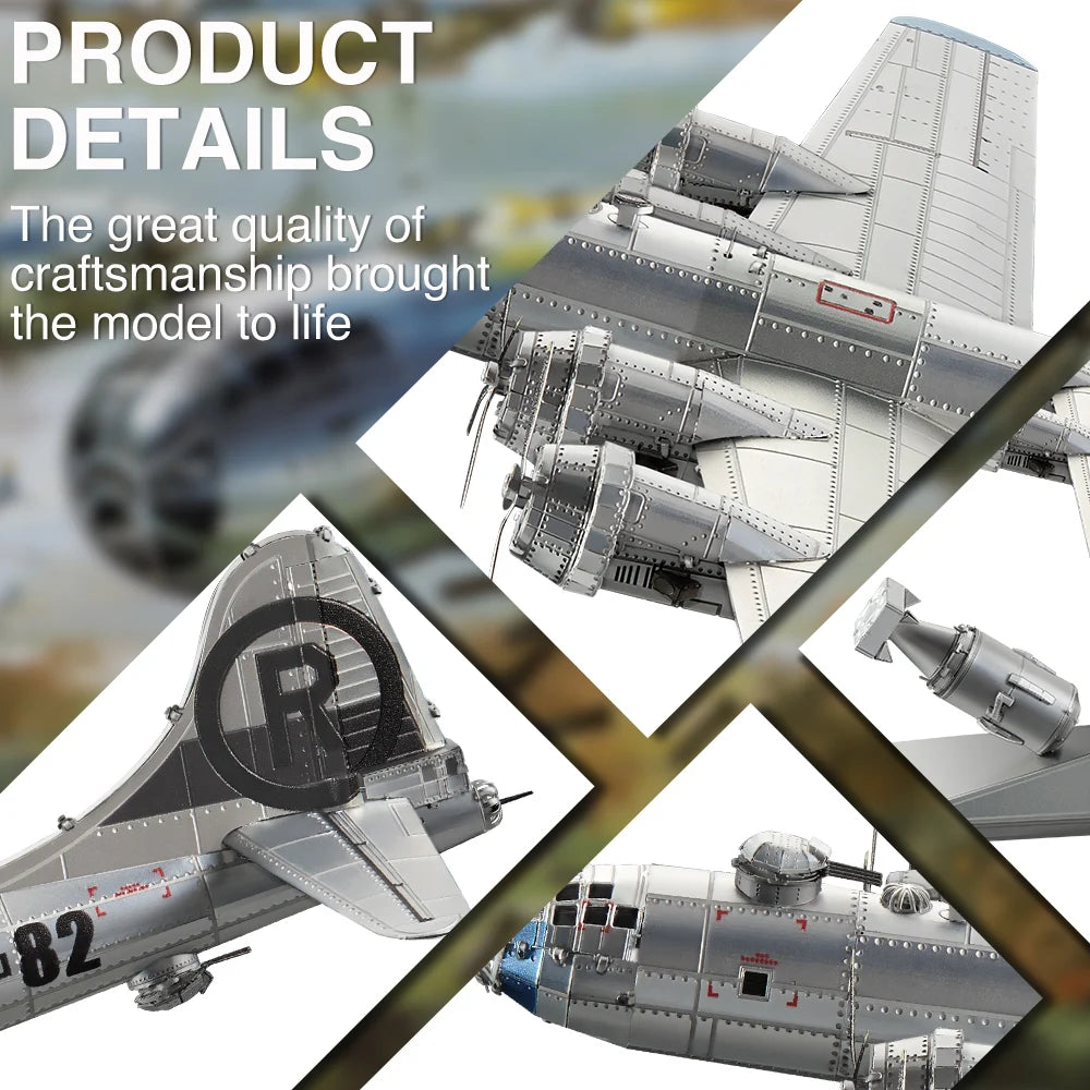 Piececool 3D Puzzles Airplane Metal Assembly Model Kits Creative Toys Jigsaw DIY for Adult Gifts 150Pcs