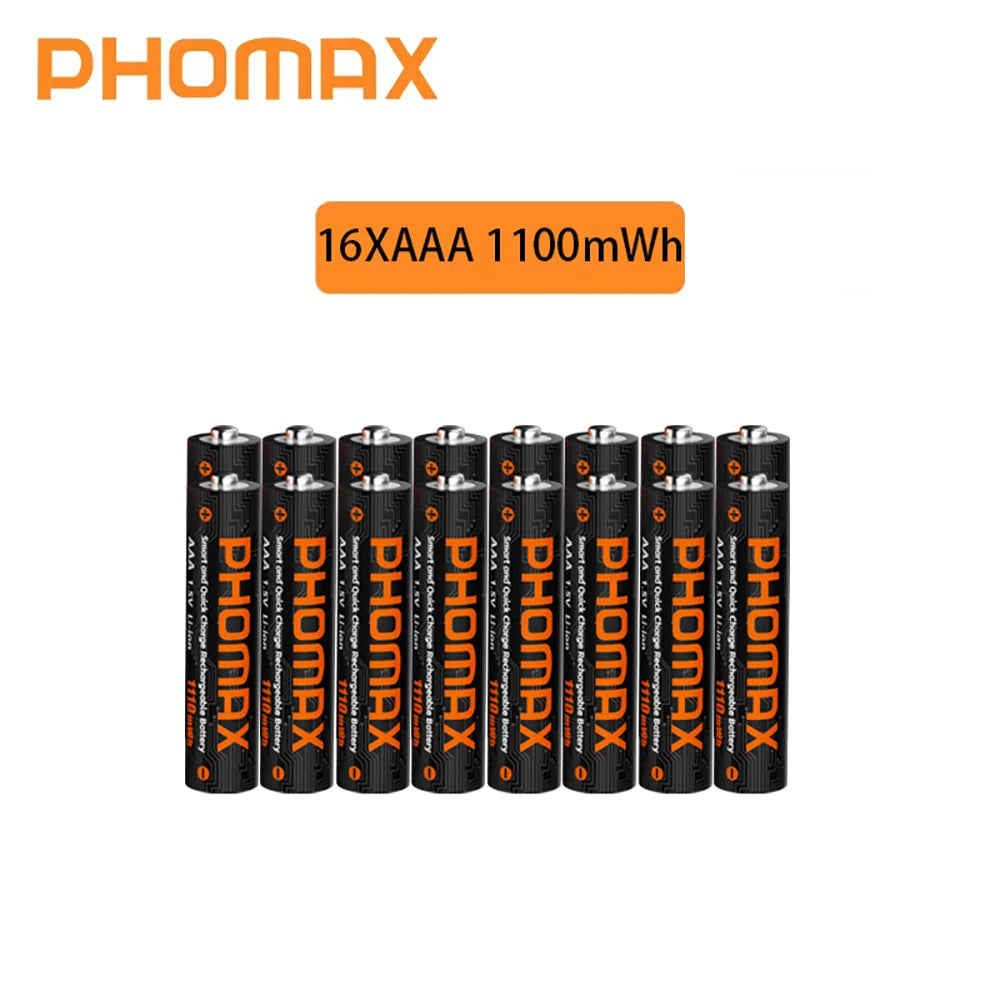 PHOMAX New Fast Charger&Rechargeable Battery,1.5V AA 4200mWh & AAA 1110mWh Lithium Battery For Remote Control Mouse SmartDoor