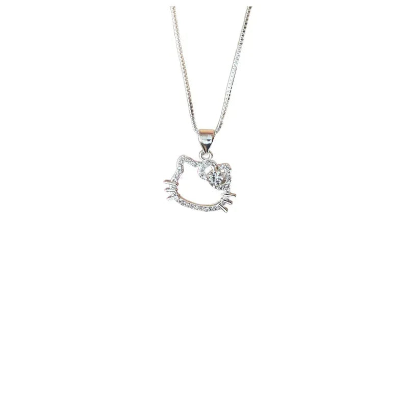 Sanrio Hello Kitty Necklace Cute Cartoon Clavicle Chain Pendant Women's Simple White Elegant Jewelry Fashion Friend Couple Gifts