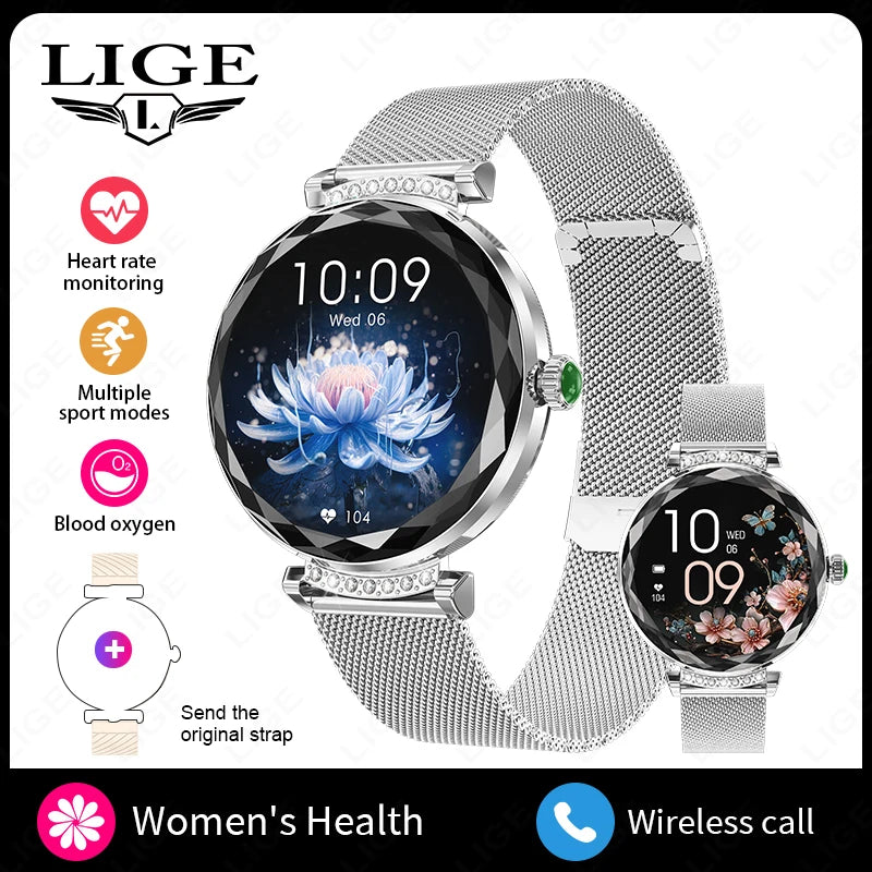 LIGE Fashion Ladies Smart Watch NX7 Pro AMOLED Screen Health Monitoring BT Call Female Women Sport Fitness Tracker Smartwatch