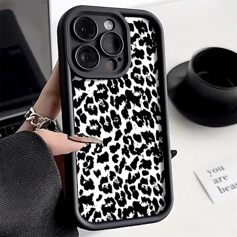 Leopard Print Phone Case For iPhone 13 Case iPhone 11 12 15 14 Pro Max X XR XS MAX 7 8 Plus SE Shockproof Silicone Soft Cover