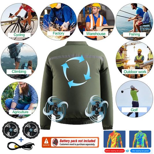 Summer 4 Fans Air Conditioning Cooling Vest Men Women Ultralight Outdoor Jacket Sun Protection Windbreaker Travel Fishing Sports