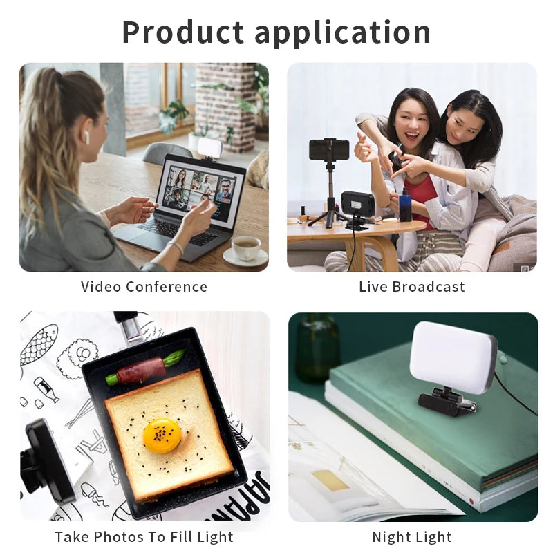 2026 Video Conference 6500K Portable LED Video Light Laptop Computer Webcam Light Zoom Call Lighting Clip for Live Streaming