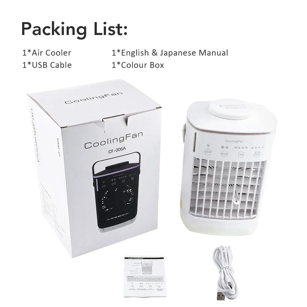 3 In 1 Portable Cooling Fan Desktop Humidifier 4 Gears Air Conditioners With Night Light Water Mist For Home Office Use