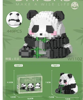 Creative DIY Assemable Animal Cute MINI Chinese Style Animal Panda Building Block Educational Boy Toys For Children Model Bricks