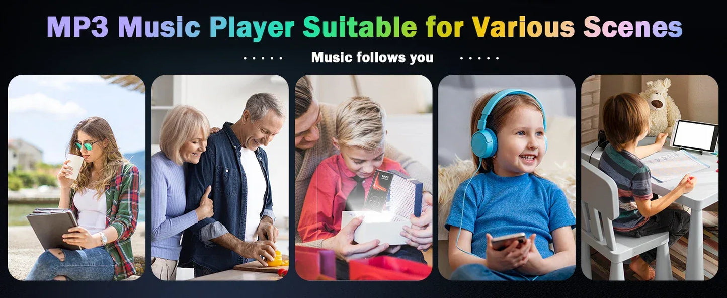 128GB MP3 Player: Portable Music Player with Bluetooth 5.2 HiFi Sound Shuffle Single Loop FM Radio Built-in HD Speaker Voice Rec