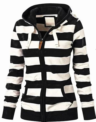 Pullovers Harajuku hoodies women Autumn Hot Style America Hood Long Sleeve Stripe Fleece Jacket Female Streetwear ZXP6023