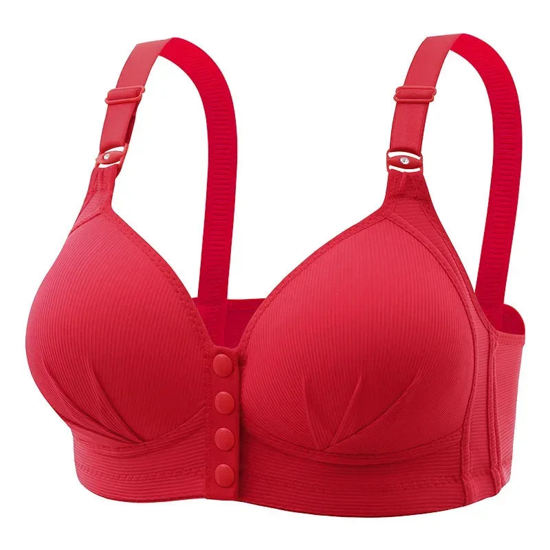 Front button bra underwear no underwire breathable comfortable traceless invisible hollow print adjustable@G102