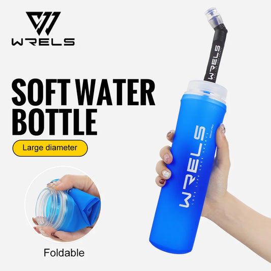 WRELS Folding Water Bottle TPU BPA-Free Leak Proof Soft Flask Outdoor Sport Marathon Hiking Camping Portable Water Bottle by PDG ibma