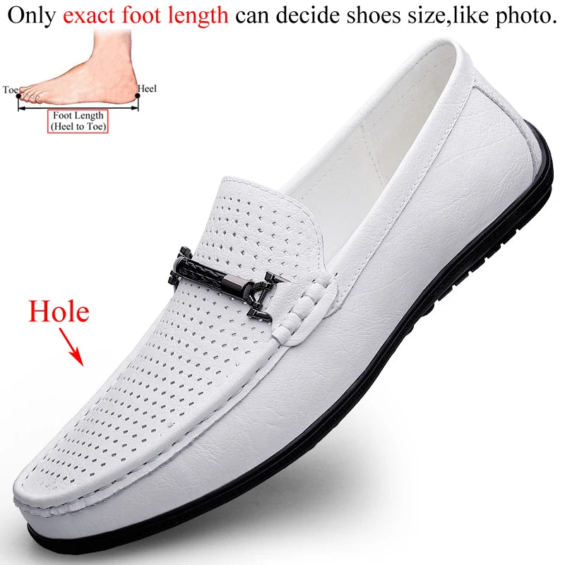 Men Loafers Slip on White Leather Shoes Casual Fashion Luxury Shoes Designer Italian Brand Loafer Moccasins Four Seasons