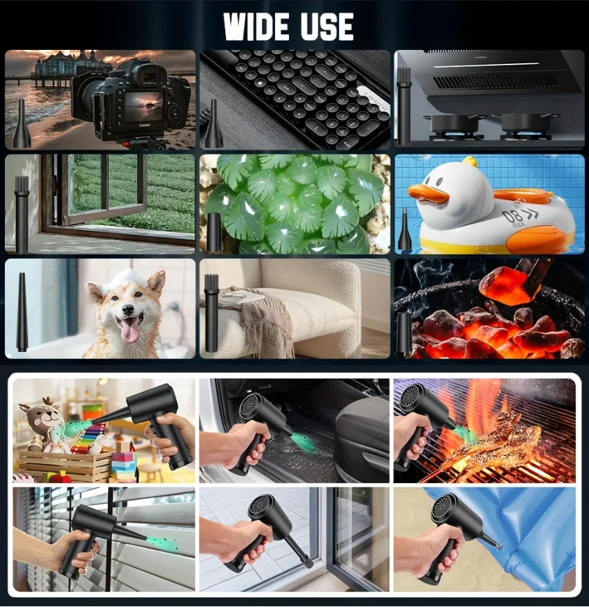 WirelessUSBRechargeable Air Duster - Powerful Compressed Air Blower,Applicable to Computers、Keyboard、Sofa and Car