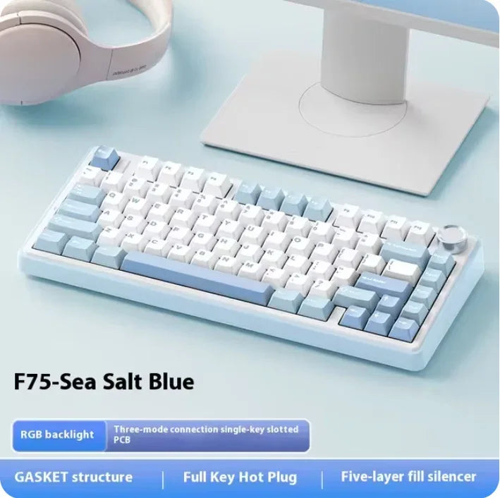 AULA F75 Mechanical Keyboard Wired/2.4G Wireless/Bluetooth RGB PBT 75% Layout OEM Profile Gasket Customized Pc Gaming Keyboard