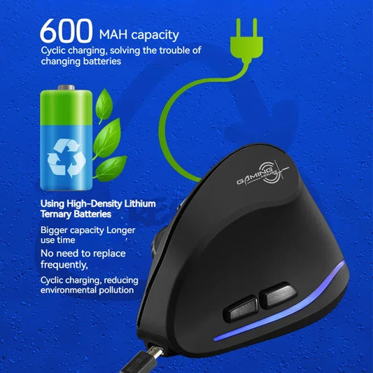 Zelotes F-35 Wireless Gaming Mouse Vertical Rechargeable 6 Key Mice 2.4G 3 Level DPI Adjustable Office/Gaming Computer Mouse