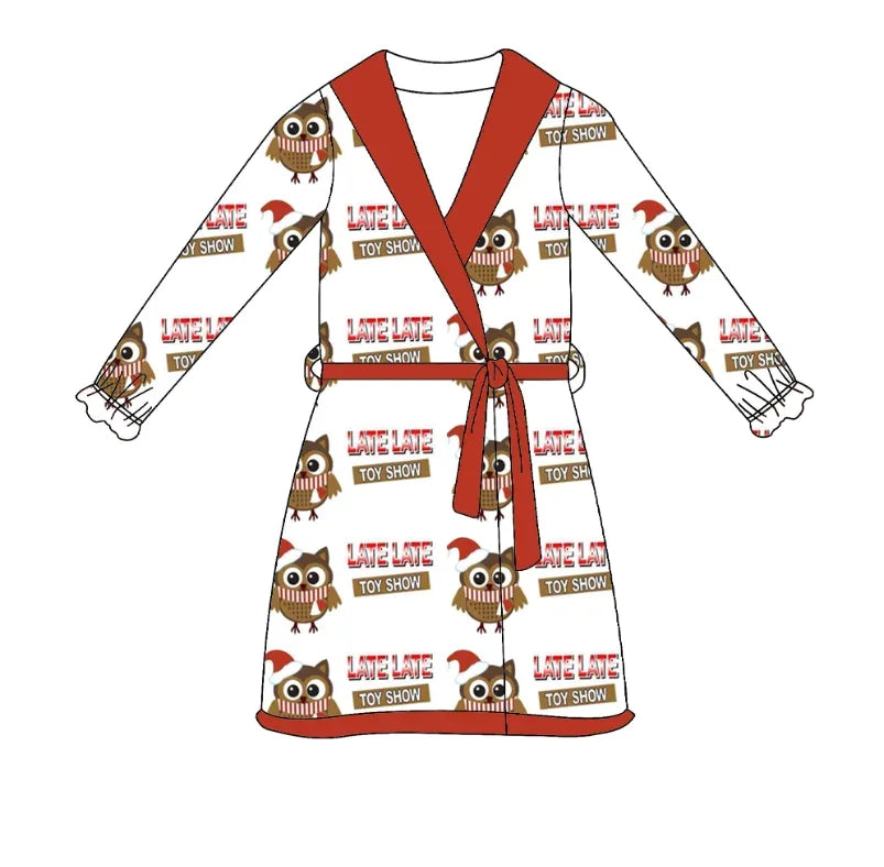 New Boutique children set Christmas lapel short-sleeved elastic cartoon letter print trouser girl boy long pajamas set baby robe