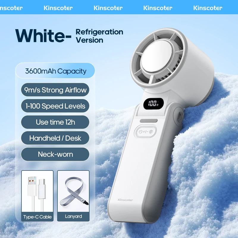 New Foldable Air Cooling Rechargeable Fan 3600mAh Portable Mini Handheld Fan 100-Speed Stepless Turbo Wind for Outdoor Travel