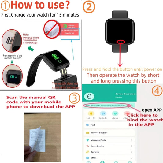 Montre connectée sport pour femme et homme, avec lecteur de musique intégré, suivi d'activité, podomètre et réveil (Y68 D20).